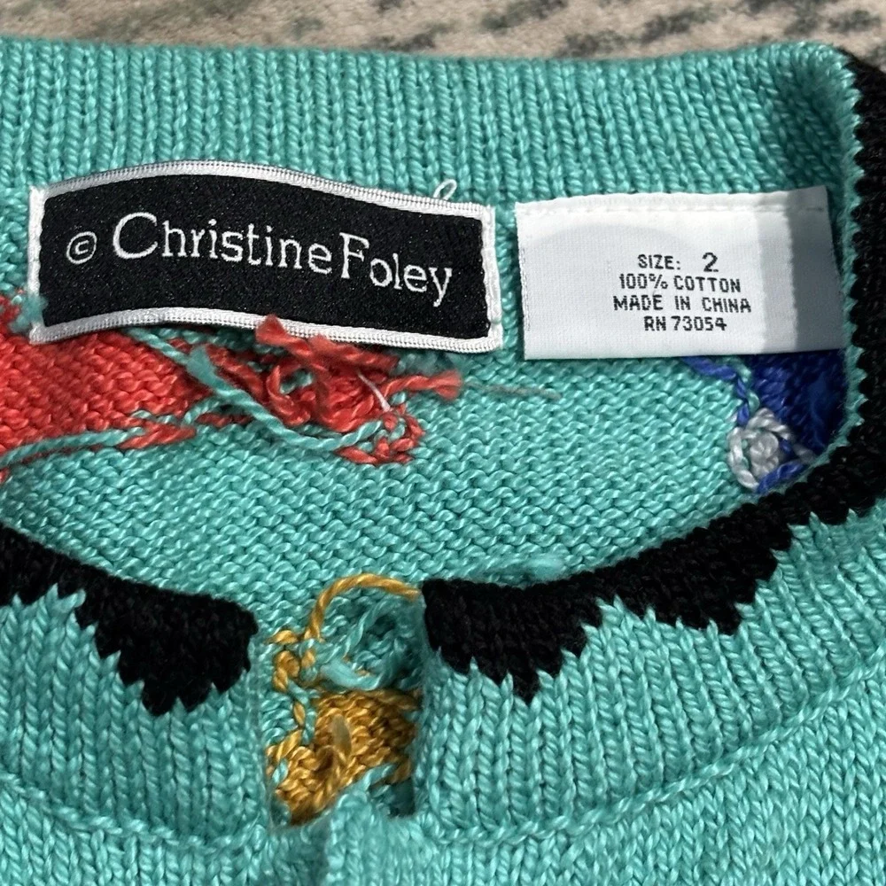 vintage Christine Foley fish cardigan Size 2 RARE See Measurements - Picture 5 of 7